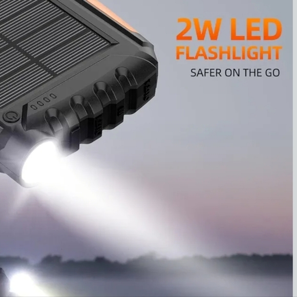 Portable Solar Charger Power Bank with LED Flashlight - Picture 5 of 5